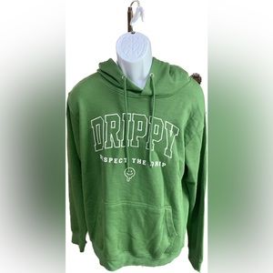 NWT Eighty Eight Brand Green "Drippy" Embroidered Hoodie Size‎ Med Unisex